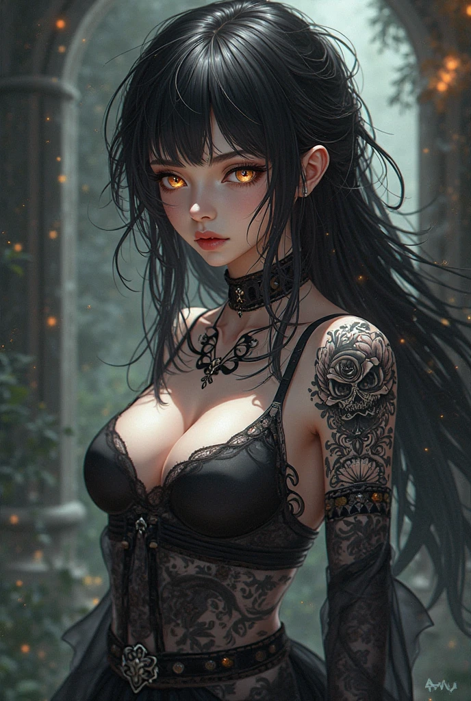 score_9, score_8_up, score_7_up, solo, 1girl, gothic, nature, glowing, luminescent, goth, naked, pale skin, black hair, standing, thong, shirt, crop top, arms up, adjusting hair, red eyes, midriff, cameltoe, bottomless, smile, thigh gap, starry night, garden, outside, blossoms, blue glowing butterflies, concept art, realistic, knva
