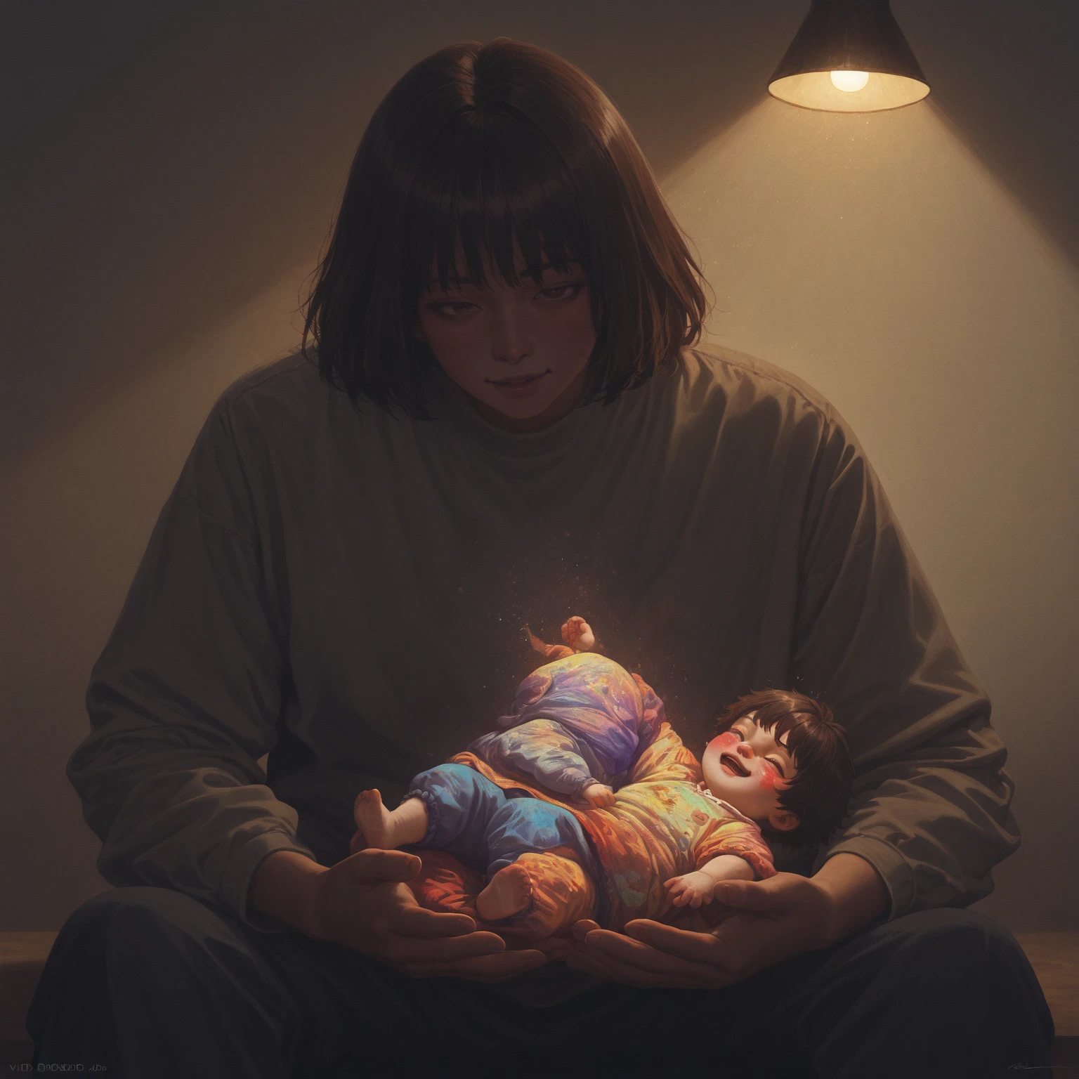 The anime version of mother and baby , only the baby is crying