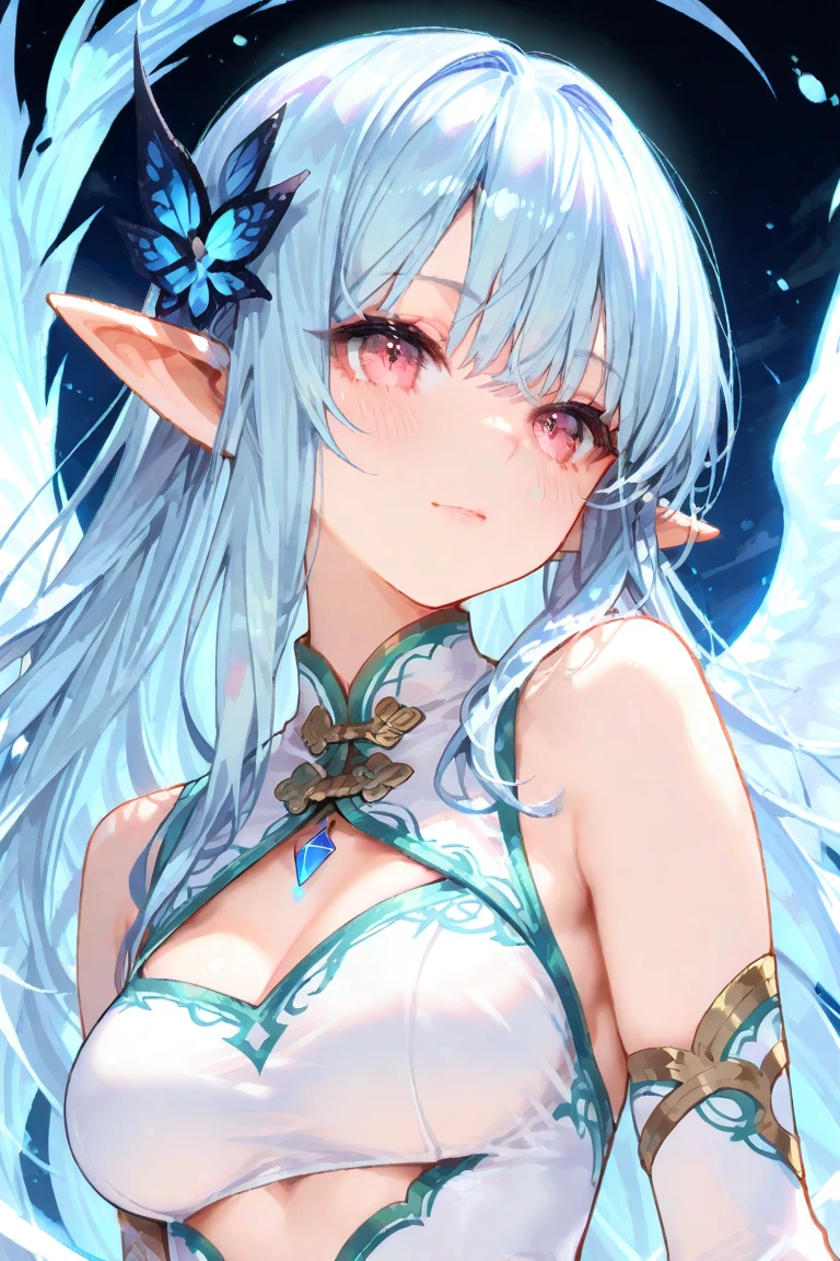 high quality, masterpiece, Delicate facial features, Delicate hair, Delicate eyes, Delicate hair, anime girl, deer antlers color hair, florals, Dreamy style, Fantastic flower garden, fantasy style clothing, Romantic dress,  beautiful and elegant elf queen, Fantasy art style, Anime fantasy illustration, fey queen of the summer forest, anime art nouveau, goddess of the forest, portrait of an elf queen, A beautiful artwork illustration，8K high quality detailed art（Delicate facial portrayal）（Fine hair depiction）（highest  quality）（masterpiece) 8k wallpaper，masterpiece, Best quality at best, ultra - detailed