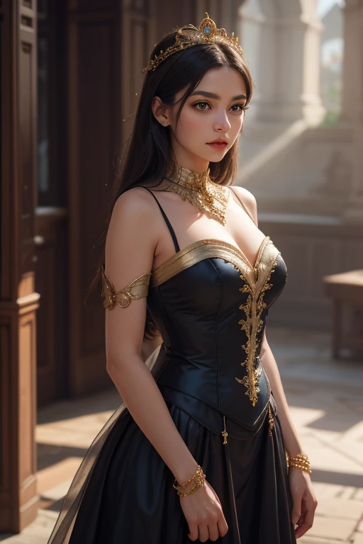 arafed woman with bustier gigantic breast in a corset and dress in front of a building, wearing an ornate outfit, ornate dress, intricate dress, elegant corset, ornate and elegant, extravagant dress, inspired by Hedi Xandt, ornate attire, intricate outfit, ornate royal gown, ornate clothing, ornate gown, intricate and elegant, intricate detailed dress, ornate , royal dress, masterpiece, best quality:1.2),,(8k,highres,RAW photo,realistic,photo-realistic:1.3),(detailed skin texture,detailed cloth texture,beautiful detailed face:1.25),professional lighting,photon mapping,beautiful soft light,radiosity,physically-based rendering,raytracing, model shoot style, model shoot style, (extremely detailed CG unity 8k wallpaper), full shot body photo of the most beautiful artwork in the world,