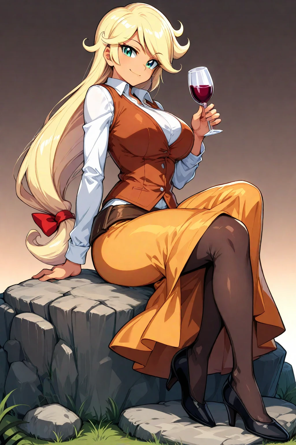 SFW, Masterpiece, highest Quality, Highest Resolution, perfect detailed modern anime style, anime lighting, detailed background, detailed, Adora, 1girl, solo, blonde hair, yellow hair, purple eyes, tail, ponytail, high ponytail, shoulder armor, body fur, two-tone fur, cape, white armor, yellow fur, top knot, facial fur, clothed, yellow skin, multicolored skin, adult, side burns, butt, sitting in diner, wooden table, chairs, people in background, lights,