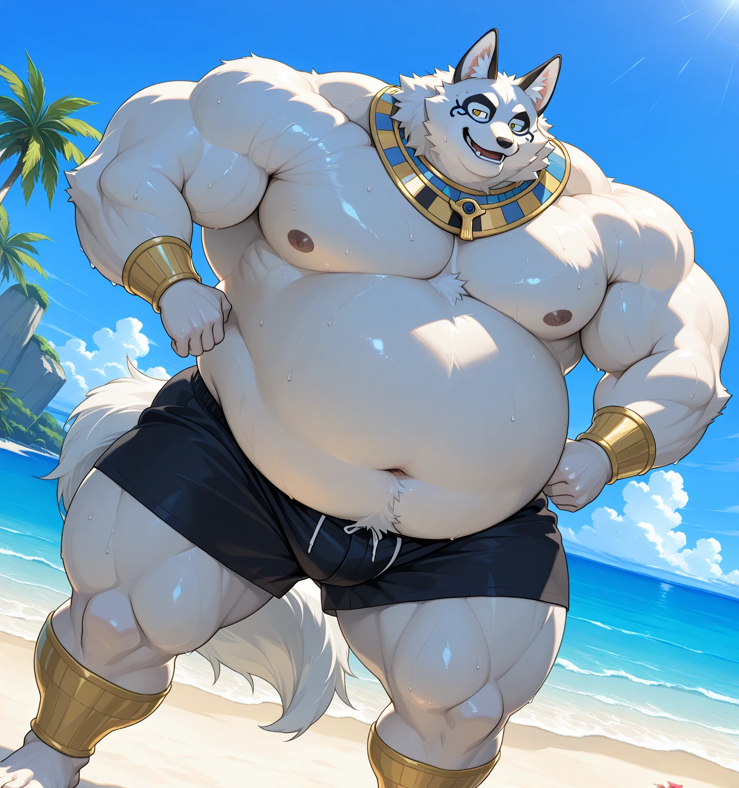 hi res,(((shark, finless shark))), (((not furry))), anthro, ((((((hair(head))))))), aqua blue eyes, ((((((( rokushaku fundoshi, ))))))), (((( female, anthro, female, Overweight)))), female, anthro, female, slim, Skinny, tail, adults, mature, (((SFW))), ((((((((solo)))))))), (((((((((((((female))))))))))))), ((((((kneeling, crouching)))))), arms behind back, outside, plant, light blue body, sea, tree, (water), detailed background,by milkytiger1145,by takemoto arashi,by null-ghost, cold atmosphere, open smile, soft blue blush, single fin, ((((((((wearing white tshirts, clop tshirts)))))))), ((((((juicy thighs, muscular thighs, thick thighs, thick calves, wide hips, wide pelvis, curvy figure, volu\ptu\ous figure, both feet are close together., \hourglass \figure,, female body)))))), front view