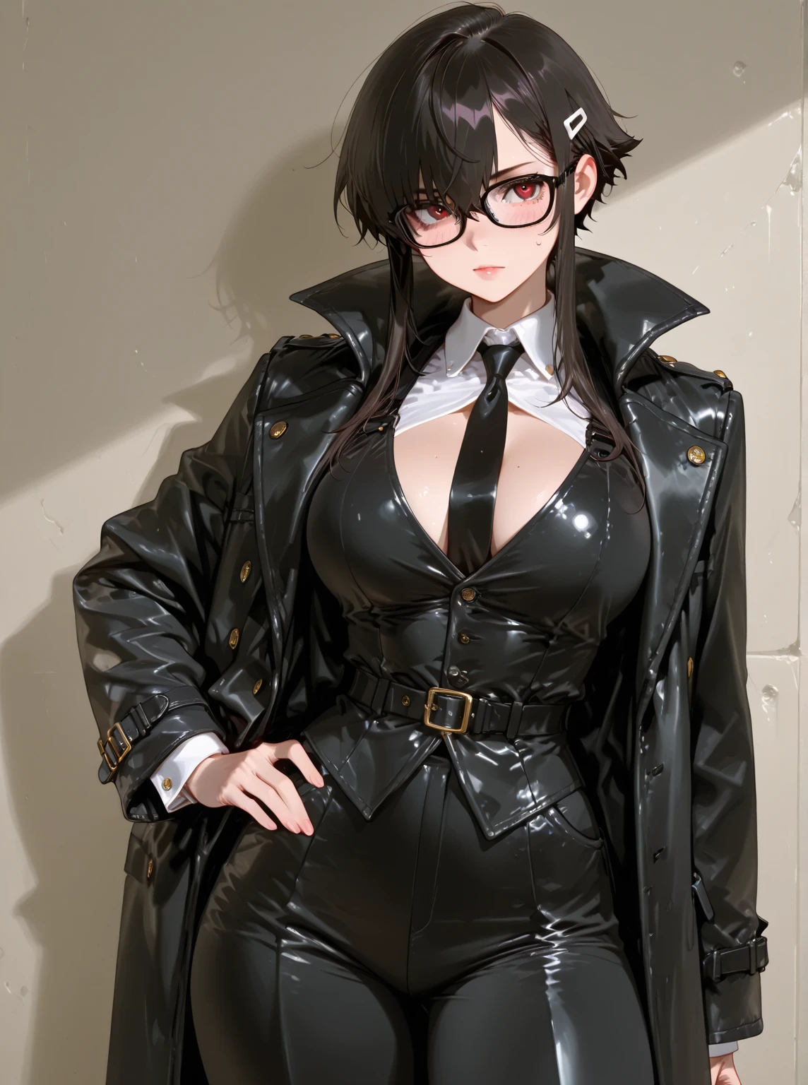 (Highly detailed CG unity 8k wallpaper), (Masterpiece), (Highest quality), (Portrait), (Highest illustration), (Highest shadow), (Realistic:1.4), 1girl on street, Kpop idol, ((Very over Size sweater, button sweater, open sweater), (gray hair: 1.1), collarbone, (middle chest: 1.3), viewer, smile, full body, (latex clothes, latex stockings, coquettish smile, clothes smooth texture) ,{latex swimsuit},a teasing smile,
