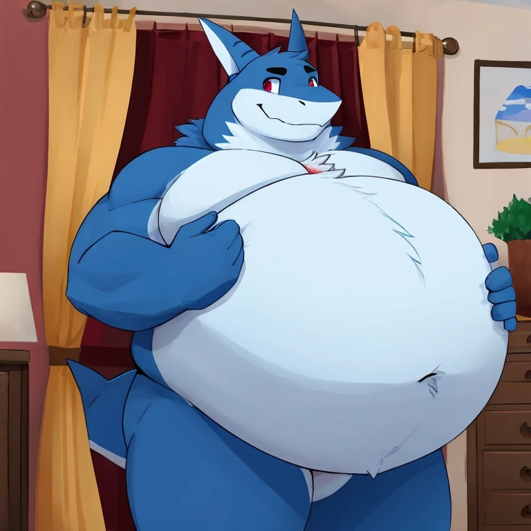 Orca ,male, scalie,adult , blush,chubby belly, wearing open flannel shirt, baseball cap, small hard penis, small veiny penis, laying in bed, solo, covered in cum 