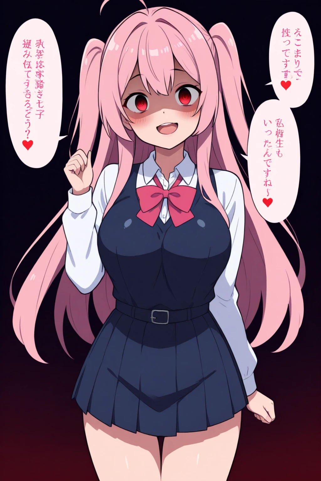 1girl, pretty, wicked smile, hot, sexy, expressive face, expressive eyes, sex, blushing, lewd, taunting, full lips. looking at the viewer small breasts, small hips, small waist, loli, young girl (best quality) (best detail) girl, teasing expression, pouting, full school girl uniform, modestly covered, skirt., long hair, bratty., by nyantcha, ThiccWithaQ art style, not naked, fully covered chest, sex with a big older man, moaning, getting manhandled, molested, DDLG, daddy, kink.