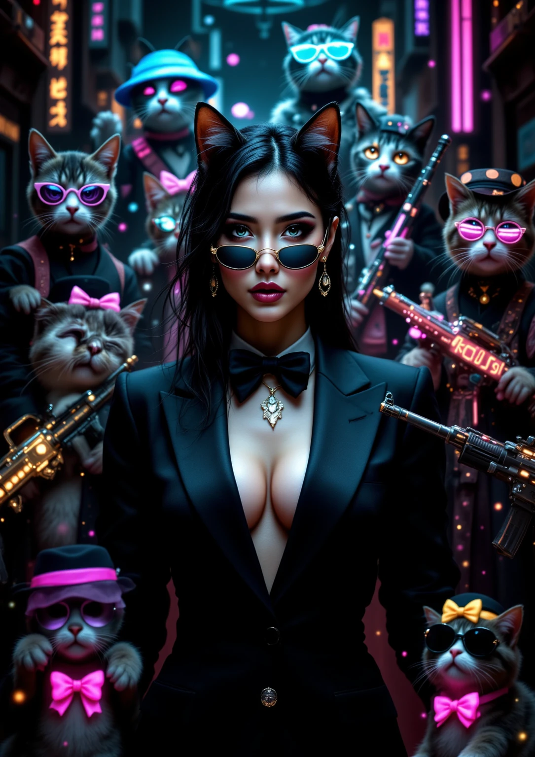 A woman keeps a cat surrounded by many cats, beeple and jeremiah ketner, jen bartel, Jeremiah Ketner, artgerm and atey ghailan, Alice X. Zhang, artgerm julie bell beeple, alena aenami and artgerm, beautiful art uhd 4 k, rossdraws cartoon vibrant