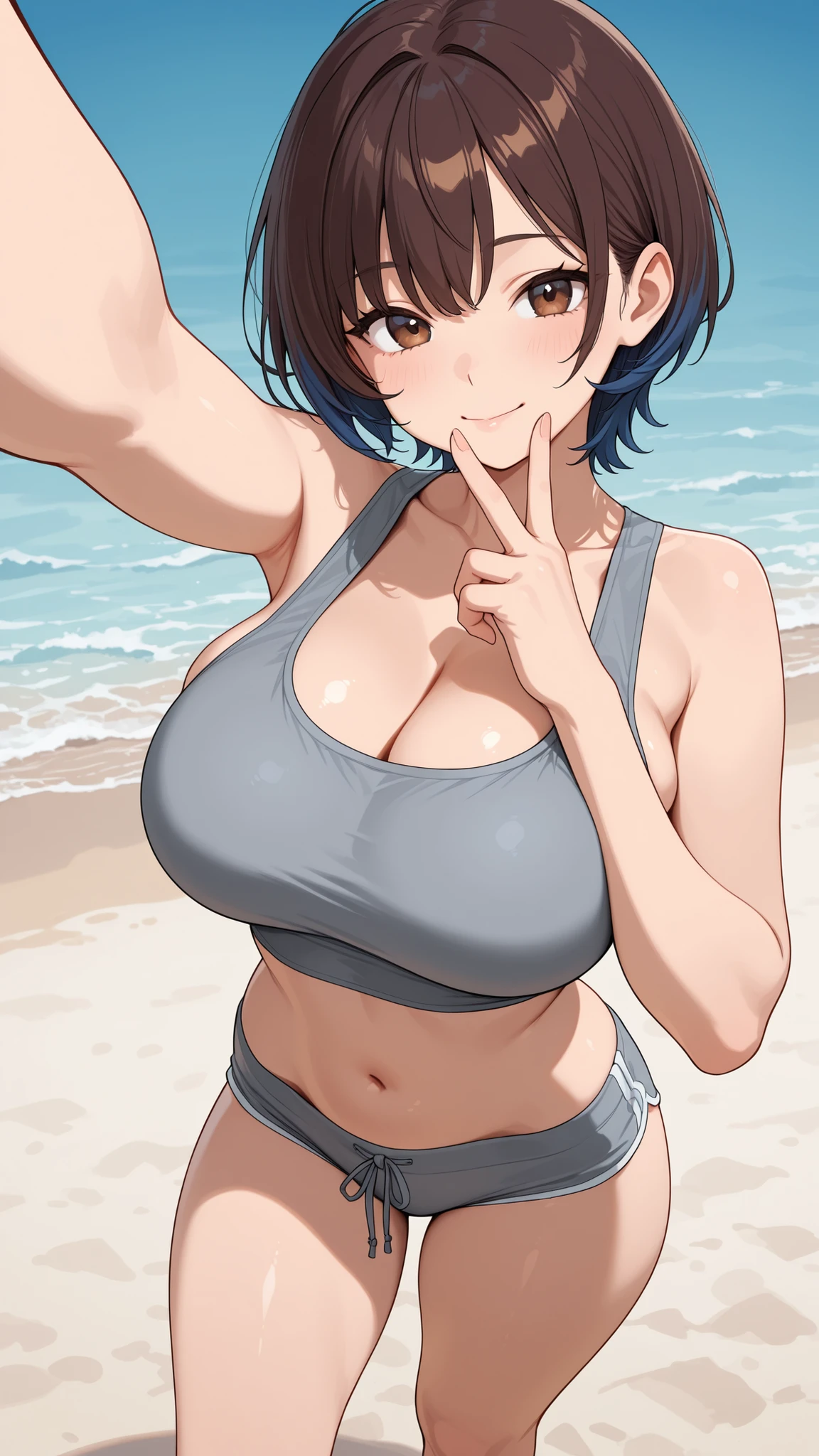 (Perfect body),Best Quality,(8K Portrait),(anime screen cap)、((Police Woman))、 srestrained,blush,Sweat,((large udder)) ,((puffy niples))、(Dark hair),((bob cuts))、Yellow eyes、Tied wrists,(thick thighs),((Navy Blue High Leg ))、adult  woman、((A smile))、Cowboy Shot、((Salute))、Left hand on hip、((Wink))、Sleeveless