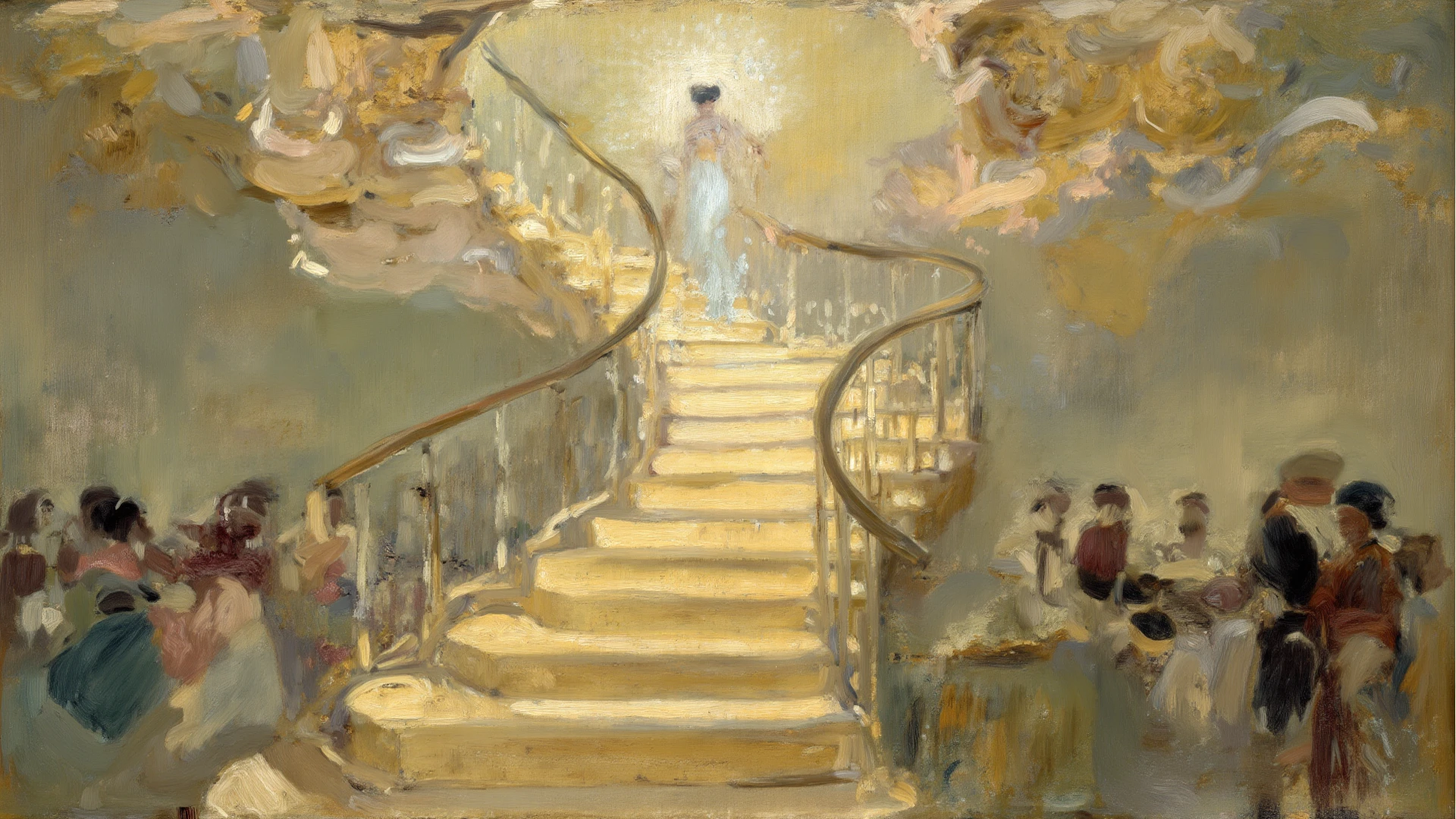 art deco design，Glass doors、a woman is standing in front of the door
