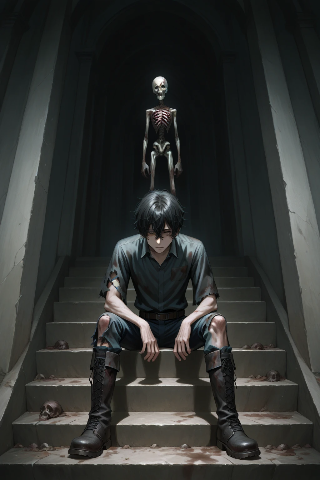 African tribe, (anime), bizarre scenario, This is Junji, Yusuke Murata, black and white, 8K, anime, horror