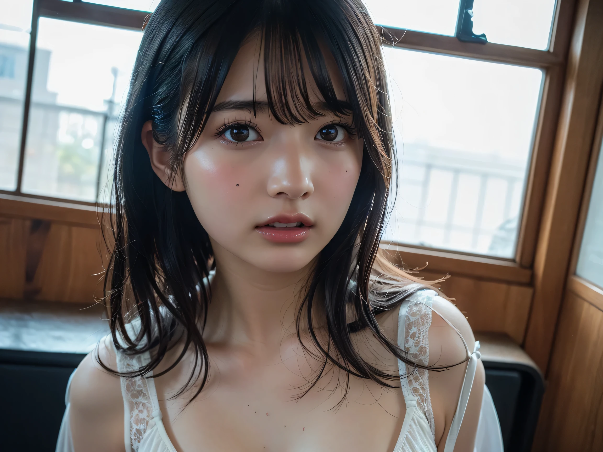 Saito Asuka、Highest quality, masterpiece, Ultra-high resolution,Very detailed、8Kのmasterpiece、Beauty、Super Beauty、30-year-old woman、Adult women、The beauty of raw photography、 Perfect Style、Slim and model-like、Height: 155cm, figure、Arms and legs2本ずt、The toes and fingers5本ずt、The structure of the human body is faithfully reproduced、(Realistic: 1.4), RAW Photos, Long black hair、Large Breasts、非常にLarge Breasts、Burstingly Big Breasts、Big Tits、Nicely shaped big breasts、Firm big breasts、Sexy black thong and bra、Perfect cleavage、Big belly due to pregnancy、Big belly during pregnancy、Beautiful navel、The navel1t、絶対にArms and legs2本ずt、絶対にThe toes and fingers5本ずt、絶対にThe structure of the human body is faithfully reproduced
