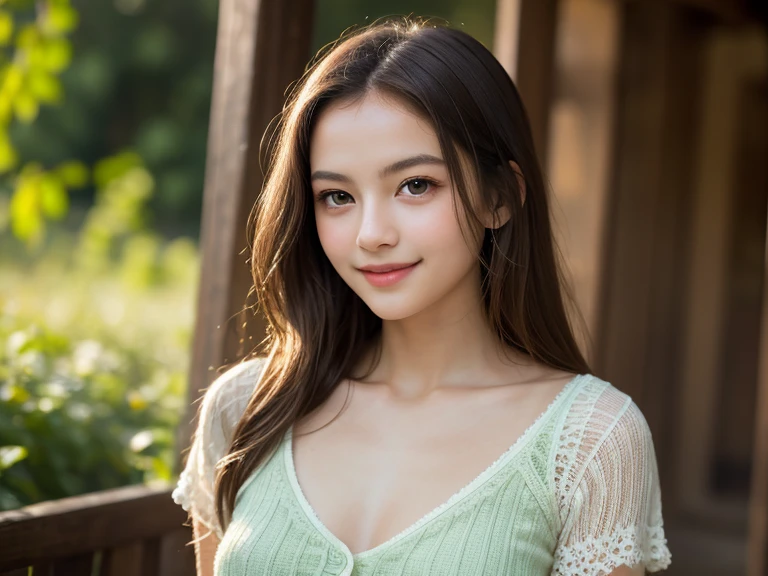 Skinny 10 years old, baby face, adorable, 1 girl, (face to face), 10 years old, baby face, happy, half body portrait, (face details: 1), (eye details: 1), ((big breasts)). wearing transparent transparency long shirt, .. Cute posed. proportional body. Ultra High Res. realistic: 1.4, UHD