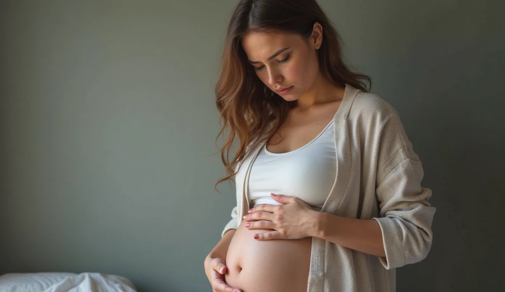 "Create an image of a woman in her 30s to 40s, with an overweight body, wearing comfortable, casual clothes, like a sweatshirt and sweatpants. The woman is in a welcoming environment, like a living room or kitchen, reflecting on your weight loss journey. She displays an expression of determination and hope., suggesting that you are ready to make a positive change in your life. Lighting should be soft and welcoming, highlighting women in a respectful and realistic way, without stigmatizing. The image must convey empathy, support and the idea that the product can be an ally in achieving your weight loss goals."