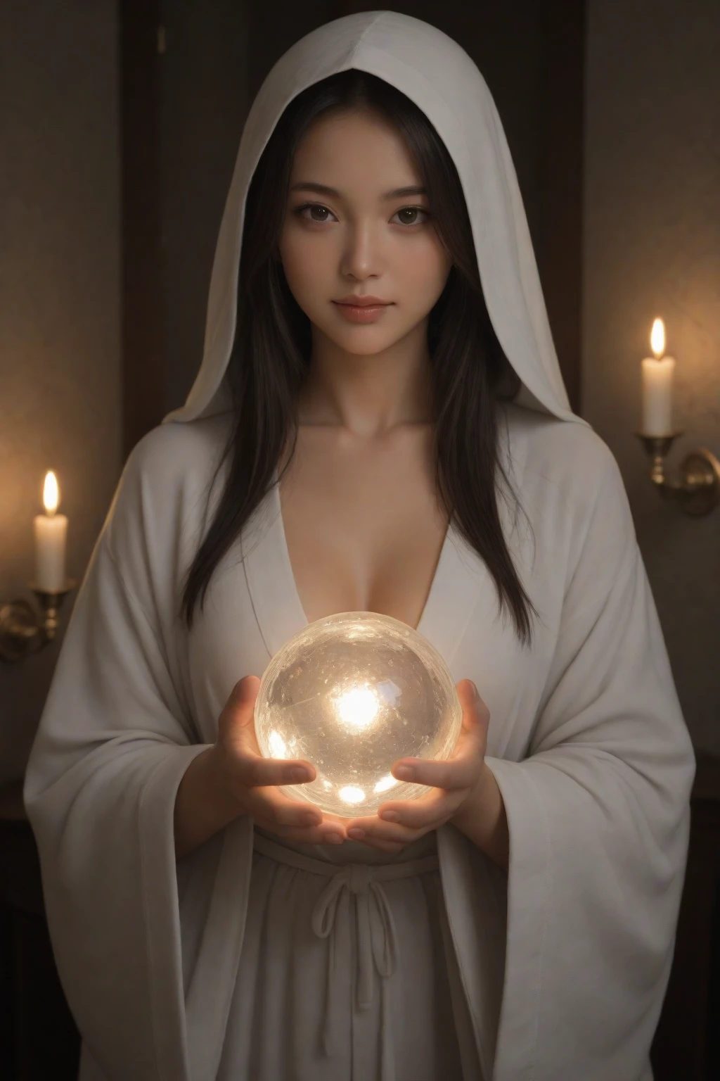 One female, Mr.々Hair style,, big ,Large Breasts,Plump,Sunburn,good,Firm, round, huge breasts,
A female summoner prepares to summon a powerful spirit at an ancient altar lit by magical light.,彼女は儀式用の長いローブを纏っておりローブは深い紫や紺色で染められ金や銀の魔法の紋Mr.が全体に織り込まれている,The sleeves and hem of the robe are flared and flutter gracefully with every movement.,A pendant modeled after an ancient symbol shines on his chest.、It serves to amplify her magical powers.,Her long hair is swept back, and on her forehead she wears a shining tiara embedded with jewels to concentrate her magical powers.,The pose is of one hand raised to the sky and the other thrust forward, as if chanting a summoning spell.,A magic circle shines around her and the air seems to vibrate with energy.,Her eyes are closed and it seems as if her mind is communicating with beings from another dimension.,In the background, an ancient temple, floating runes, and a space filled with swirling magical energy, looms the faint shadow of a powerful spirit she is about to summon.,
