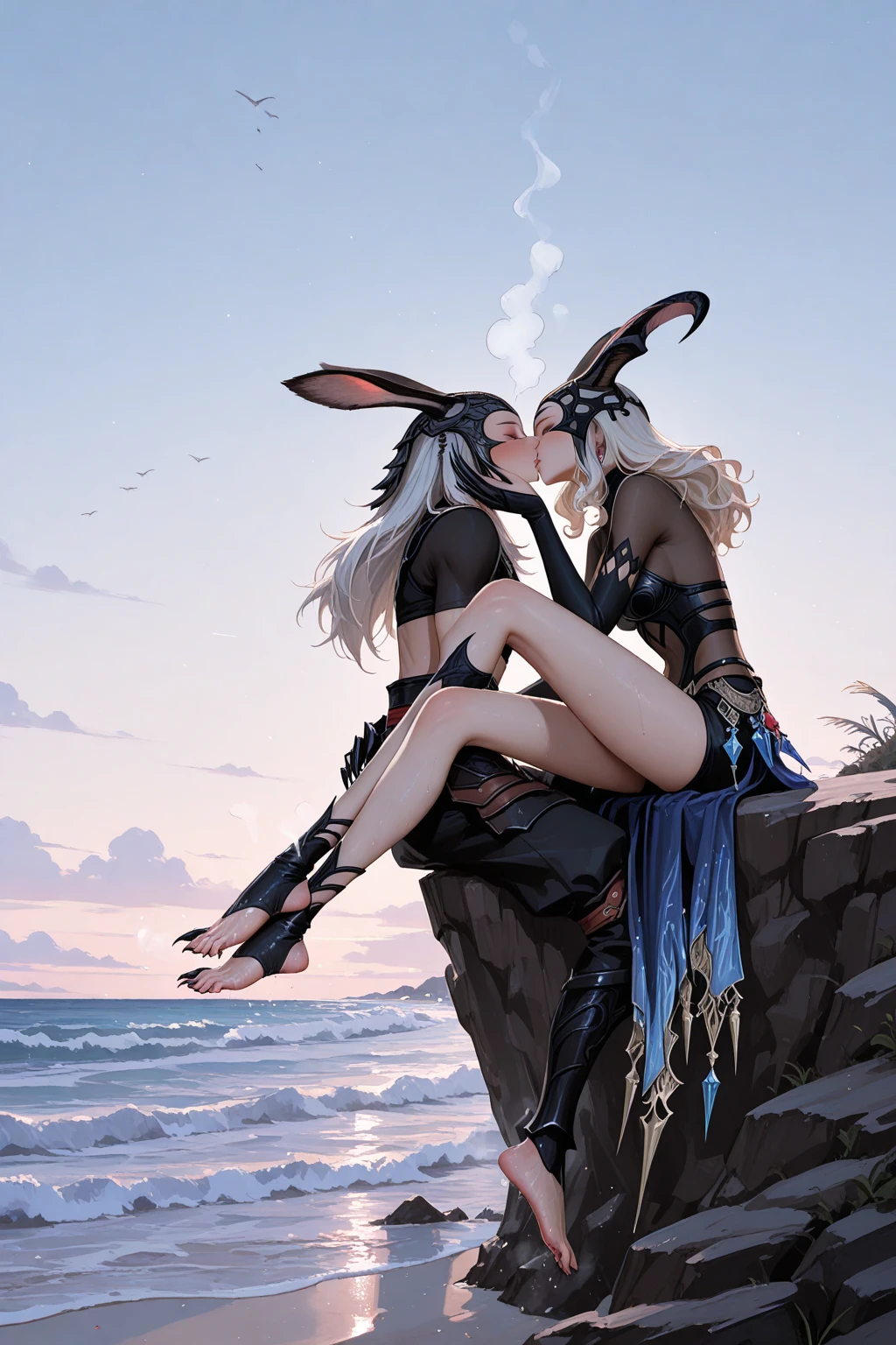a mature women, 1girl, black dreadlocks hair, big breasts, long rabbit ears, green eyes, serious face, dark skin, she nude!!!, she nude, penis instead of a pussy, full body, full body, lake, mountain behind, very sexy body, detailed face, beautiful detailed eyes, beautiful detailed lips, extremely detailed eyes and face, long eyelashes, intricate details, highly detailed, photo realistic, 8k, best quality, masterpiece, cinematic lighting, dramatic lighting, vibrant colors, fantasy, digital art, concept art