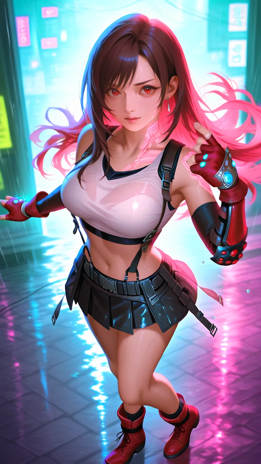 (masterpiece), (best quality), realistic, cinematic light, 16yo girl, (1 girl), solo, Sakura Haruno, cool pose, battlefield background, perfect body, green eyes, pink hair