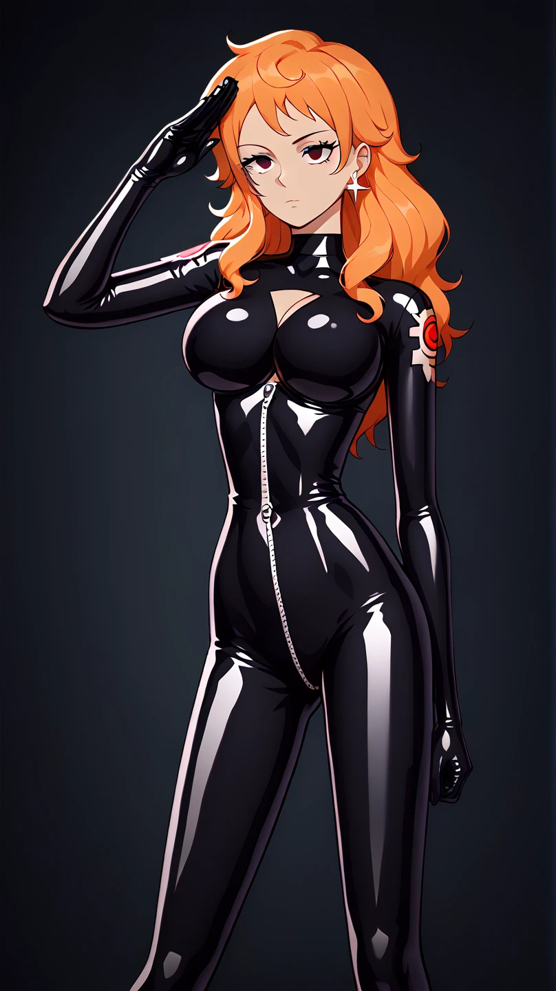 masterpiece, best quality, ultra-detailed, beautiful lighting, 1girl, milf, orange hair, green eyes, freckles, turtleneck, looking at viewer, black latex leggins