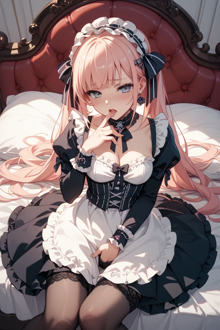 (masterpiece, best quality),((extremelyintricate)),(8kbestqualitty), (asian:1.1), (from above:1.6) (covered in cum:1.2), (arms behind her back:1.4) , (looking up:1.4), side by side, beautiful faces, eye contact, submissive slut, posing, blushing, choker, tattoos, slutty outift, wavy hair, waifu, on the bed, golden hour, collar, pink rose hair, pig tails, tied up hair, (messy hair:1.2), (submissive:1.6) high waist, slim figure, soft skin, soft clothing, submissive outfits, stockings, linen shirt, beautiful outfit, see through shirt, sexy maid dress, tongue out, mouth open, cumshot, drooling tongue