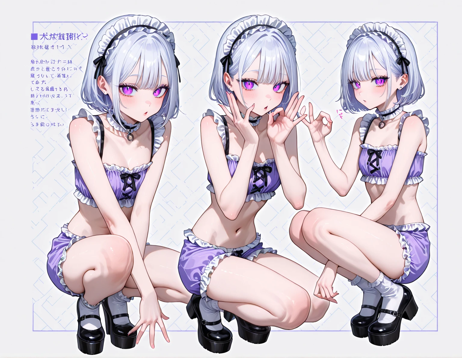 multiple views, pencil sketch, (sketch:1.25), shy, best quality, graphite \\(medium\\), ske, gradient, rainbow, note, Line draft, highres, absurdres, (ultra-detailed:1.1), (illustration:1.1), (infographic:1.2), pajamas, (all clothes configuration:1.15), (solo), perfectly drawn hands, standing, cohesive background, paper, action, (character design:1.1),
(thong:1.2), nude,
<lora:sanyueqi-v100-000021:0.75:lbw=OUTALL>, new syq, tiara, blue eyes, short hair, pink hair,
<lora:shellBikiniClothes:1>, shell bikini, shell bra, shell panties,
<lora:Anime Lineart ,Manga-like (线稿,ç·ç»,ãã³ã¬é¢¨,漫ç»é£) Style:0.4>, <lora:Sketchy - Style:0.2>,
(beautiful_face), ((intricate_detail)), (revealing clothes:1.2), clear face,
((finely_detailed)), fine_fabric_emphasis,
((glossy)),