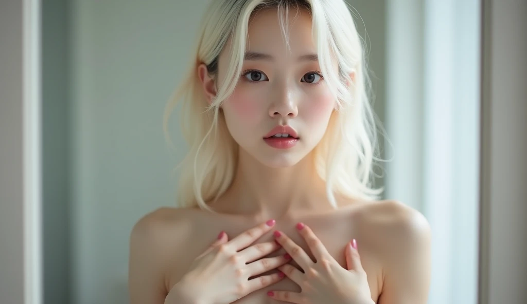 A great masterpiece , High Quality , The highest quality RAW photos , 8K , happy smiling , Laugh , The best beauties , Elegant beauty , Cute face ,beautifull face , Clear skin without blemishes , 21 years old , A girl with , Solo , One woman , Make the whole body visible , Make your long legs visible , white skinned , Glowing skin , Innocent beauty , abdominal muscles girl , Light Lavender hair , Light Lavender eyebrows , Ponytail hair , Best Quality , The best details , moon , night , 2am , Flower Garden , lots of flowers , rozen , tulip , lily , a garden , In a sexy pose , Very perverted , best shadows , studio lit, photons mapping , clean and white skinned , photorealestic , Complete nudity ,Explicit nudity, sexy naked , go commando , Bottoms should not be worn , Clean pussy ,Hairless pussy ,Pussy showing shamelessly , intriciate detail , extremely realistic. , big bust , Greedy breasts , Big nipples , Clear nipples , Pink areola , Sleek sensual body ,Shy eyes ,Very naughty posture , Perfect beautiful proportions , perfect body balance , perfect body balance , Eighth Proportion , slim body , Smooth body lines , Fantastic body , Voluminous body , Moist body , Clear face , Clear lips , Clear eyes , Double eyelid