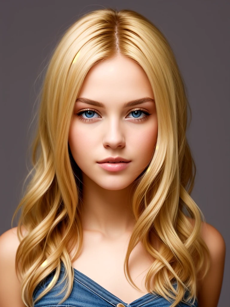 girl, blond hair, small nose, angelic face and animated singer