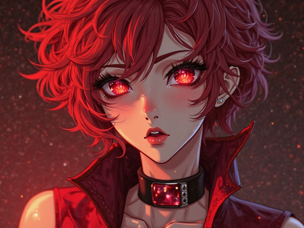((best quality)), ((masterpiece)), (detailed),High quality, Ultra detailed, best quality, insanely detailed, beautiful, masterpiece,
One Girl,16 years old, student,witch,violent spiky short hair,red hair,student,(boysh girl), pink colored full moon