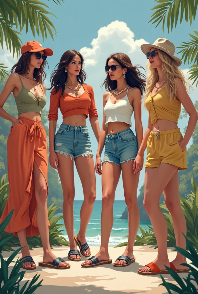 Photograph of a group of two beautiful Brazilian girls in bikinis in a favela in Brazil, full body, faces made up, brown eyes, small tattoos, traffic in the background, straight black hair, nearby yacht. Camera: Sony a7 III, Lens: Sony FE 70-200mm f/4 G OSS, Aperture: f/11, Shutter speed: 1/400s, ISO: 400, Focus mode: Continuous, Image stabilization: On, White balance: Auto, Metering mode: Multisegment, Exposure compensation: 0, Flash: Off, Angle: Full body angle, Composition: Rule of thirds, Background: Blurred, Depth of field: Shallow, Tripod: No, File format: RAW.