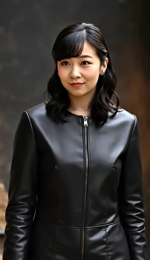 masterpiece,Highest quality,taller than,  (mature_woman_Lady:1), beautiful face, face_concentrated, (Simple Background:1.2),, feet_concentrated,software,Leather Fashion,Leather skirt,leather jacket,Bob cut short hair,Big Breasts