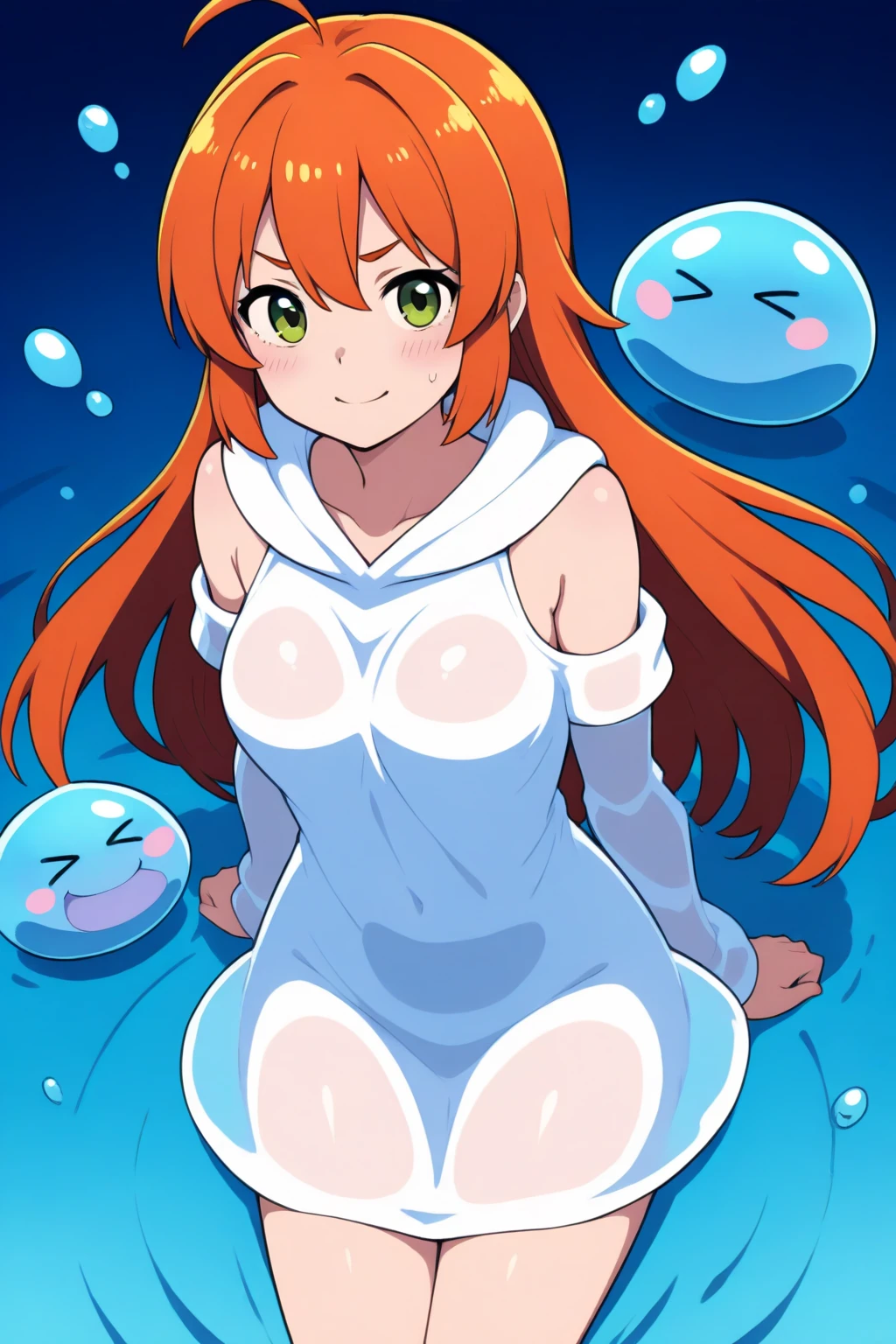 masterpiece, gorgeous, wallpaper, 1girl, nsfw, naked, niples,colorfull, flowers, nature, cute, perfect face, expressive eyes, holy BREAK catgirl, cat ears, orange hair, blue eyes, BREAK happy, abstract background, neck lace, water drops