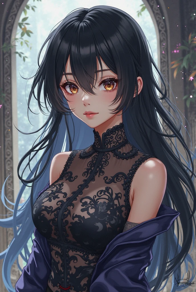 solo, one character, grey-haired woman, very long grey hair, striking soft teal eyes, beauty marks, beautiful detailed eyes, sleepy expression, medium breasts, inspired by honkai star rail
