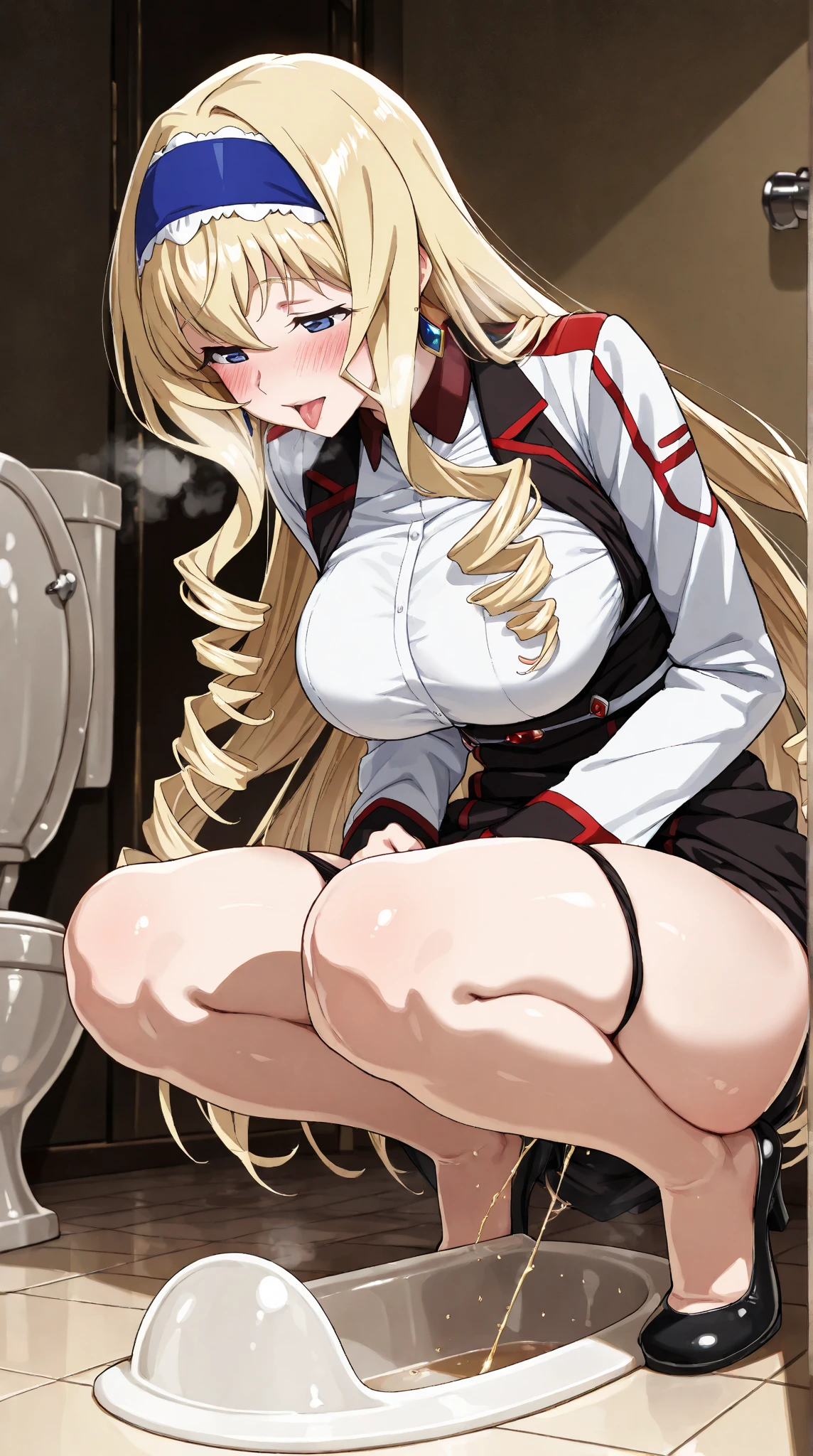 nsfw , Veronica DQ11 only,Have,dress, bracelet,  blue eyes, Blonde, Long Hair, Twin Blade, score_9, score_8_superior, score_7_superior, score_6_superior, score_5_superior, score_4_superior, anime, masterpiece, Beautiful Eyes, Perfect Face, Perfect hands, Perfect Fingers, small breasts, Puffy nipples, pantyhose, Pussy juice, Sexual Ecstasy, trembling, foot focus, squatting, arms behind head