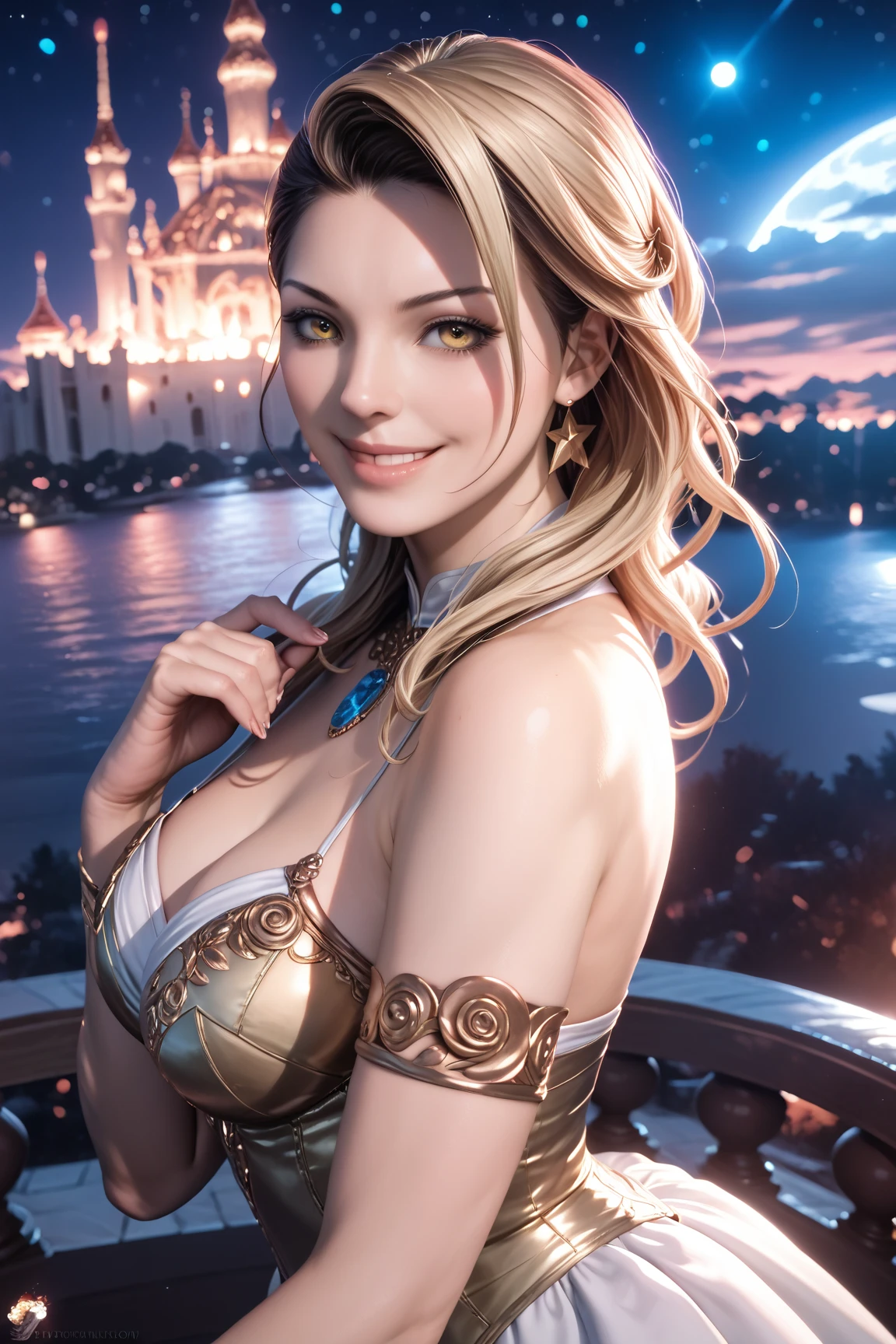 Ultra-detailed complex 3D rendering of faces、(​masterpiece、top-quality、octan render、)、Glamour shot full body image、Very beautiful young man、 cleavage of the breast、(highlydetailed skin:1.2)、(((Blue and gold micro bikini and jewelry:1.95))))。、８K、((twin-tail hair))、((noticeable large pink areola))、((large full breasts:１.4))、Beautiful Caucasian woman with big buttocks full soft breasts and white skin、1 persons、Long braided hair、large full breasts、dynamic ungle,((Jewel Magic Wand)) 、hyper realistic photography、(((a blond)))、（futuristic city backdrop）、face muscles、(((Detailed and ornate diamond crown))))、In the style of Marvel Comics、 ArtStation Trends, Clear focus, intricate detailes, ighly detailed, Detailed green eyes, foco nítido, a digital rendering, proffesional、abdominals、glowy skin、sexypose、（Golden tattoos all over the body）、Mansuji、s ass、（Jewel the whole body）、a blond、Seductive look、Detailed and beautiful white teeth、Armpit、short-haired、