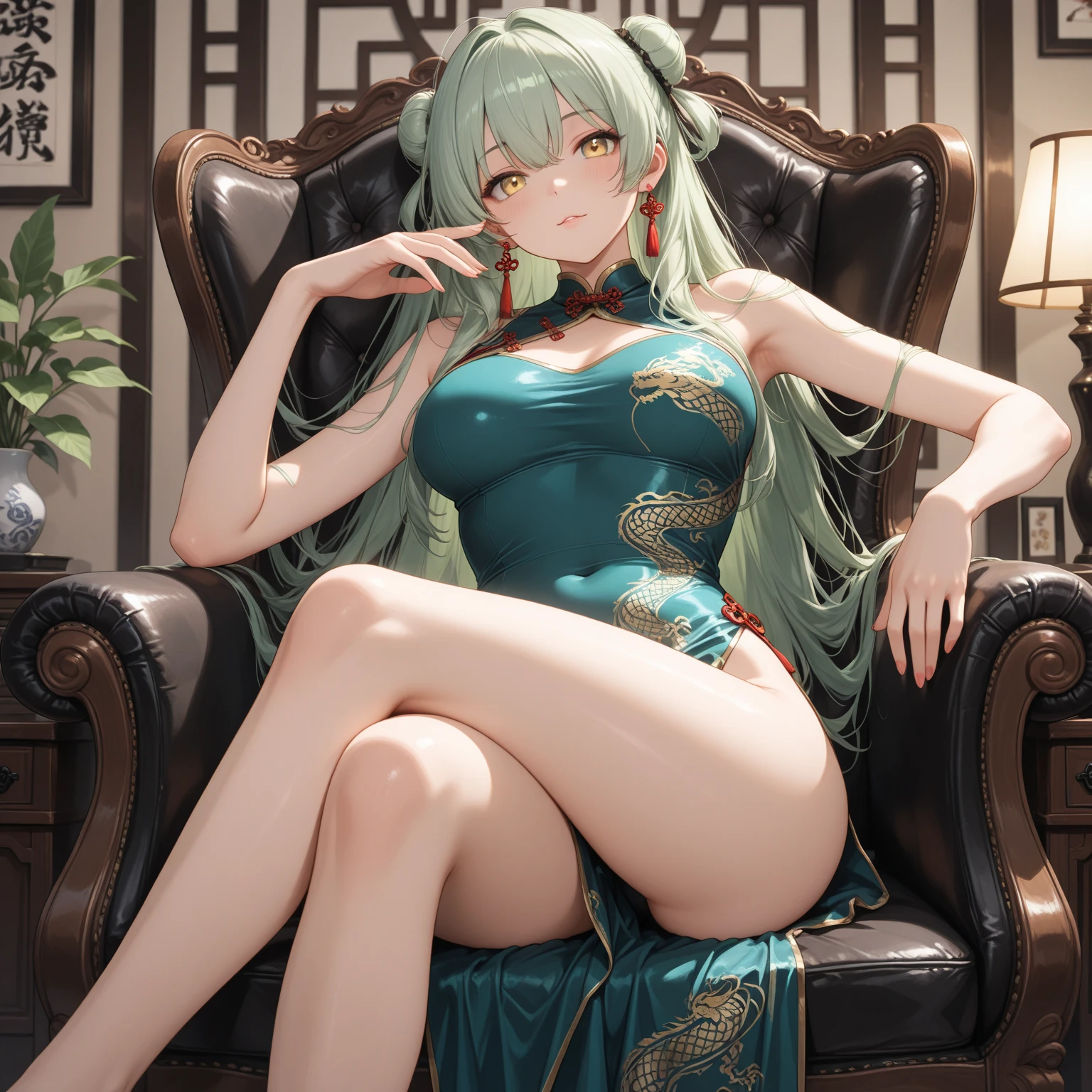 The whole body was painted１Beautiful women。High angle bust zoom up。flat２D Anime Illustration。Emerald Punk Background。Ultra high definition。Enraged, he turns his face away。Sitting flat on the floor。Belly button exposed。Long white hair and fox ears。Huge bust。Earrings。necklace。brooch。hair ornaments。
