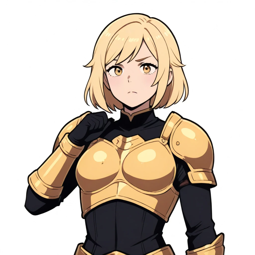 <lora:concept:0.7>,portrait,parted_bangs,white_gloves,forehead,armor,brown_eyes,upper_body,long_hair,green_eyes,asymmetrical_sleeves,short_sleeves,v-shaped_eyebrows,simple_background,dress,yellow_background,light_brown_hair,gensou_suikoden,white_background,single_sleeve,hand_up,standing,hair_over_one_eye,solo,one_eye_covered,elbow_gloves,closed_mouth,1girl