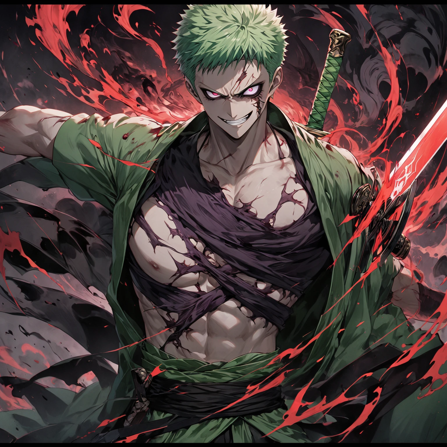 Close-up of a person holding a sword in front of a horde of zombies, roronoa zoro, Amazing Anime 8K, 4K Manga Wallpapers, Best Anime 4K Konachan Wallpaper, Spectacular artwork of anime, Handsome men from Demon Slayer, Demon Slayer Art Style, anime art wallpaper 4k, anime art wallpaper 4k, anime wallpaper 4k