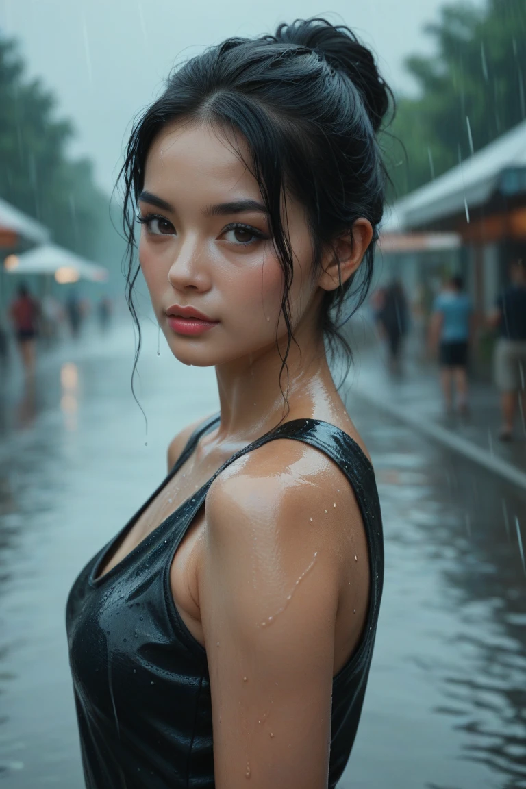Mature woman in Japan of a beautiful witch in black sports bra walking on a wet street, gothic city streets behind her、Stand in front of a retro bike placed on the wall, rainy streets in the background, standing in a city street, made with photoshop, In the city, edited in photoshop, forest city streets behind her, Cute little girl standing in the rain, posing in an urban street, On a rainy day, in city street、In a sports bra、Thin macho with split abs、Pretty Woman