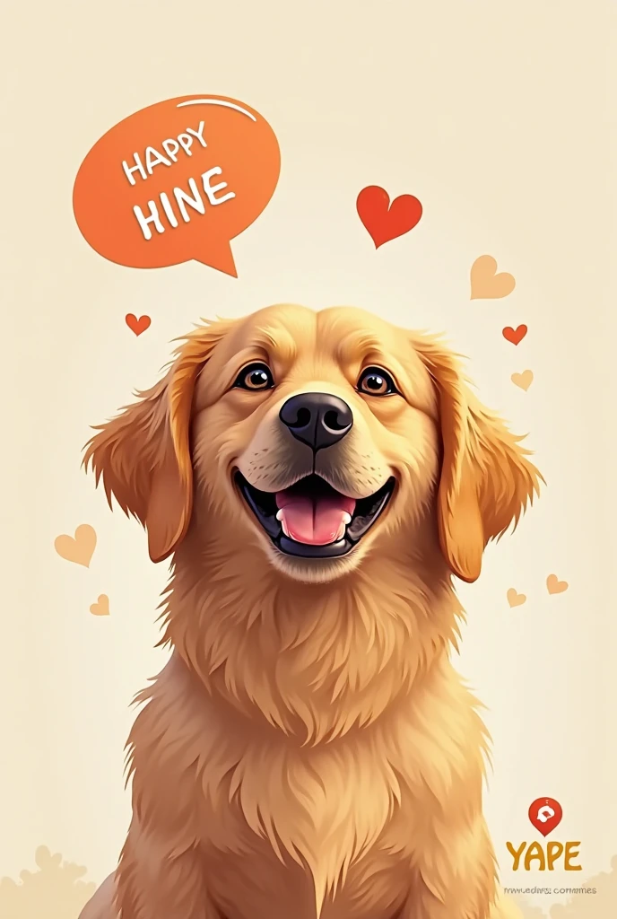 cute brown labrador smiling looking at the camera and against the background of the text “Have a nice day”