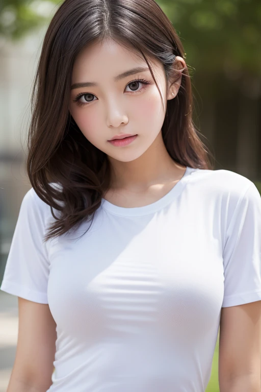 dressed, (photo realistic:1.4), (hyper realistic:1.4), (realistic:1.3),, (smoother lighting:1.05), (increase cinematic lighting quality:0.9), 32K,, 1girl,20yo girl, realistic lighting, backlighting, light on face, ray trace, (brightening light:1.2), (Increase quality:1.4),, (best quality real texture skin:1.4), finely detailed eyes, finely detailed face, finely quality eyes,, (tired and sleepy and satisfied:0.0), face closeup, t-shirts,, (Increase body line mood:1.1), (Increase skin texture beauty:1.1)