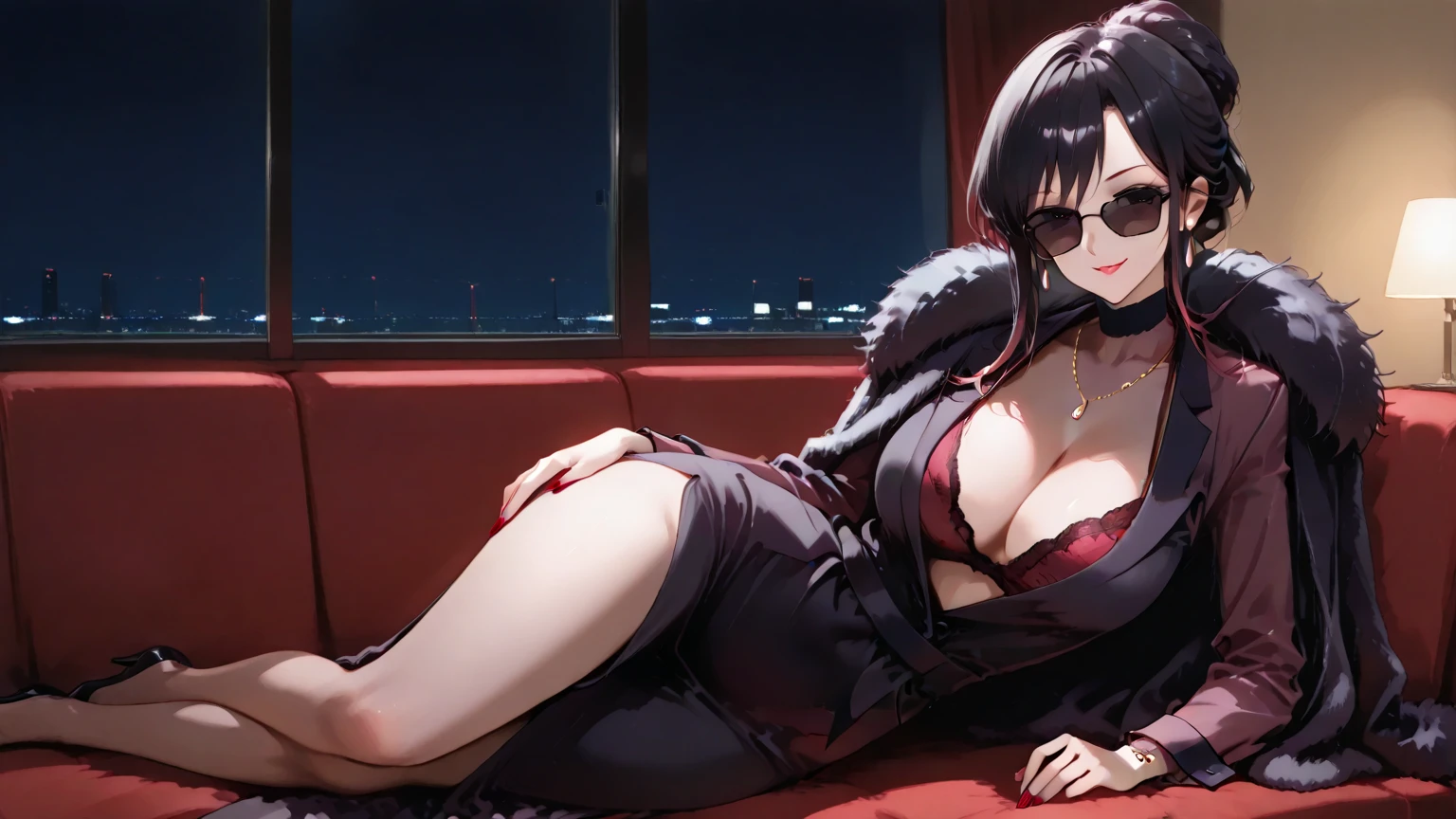 Nush in a sexy Lacey red lingerie,big breast ,standing in a crowded bar