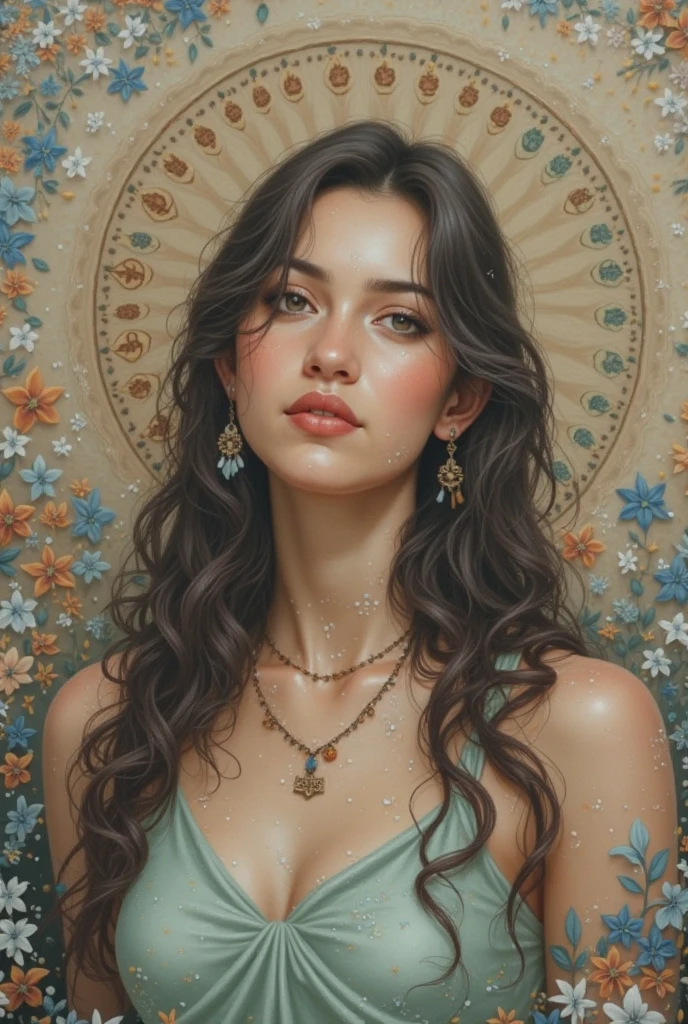 a woman with long hair and flowers in her hair is featured in a poster for alphonse mucha's the alphonse mucha by Alphonse Mucha
