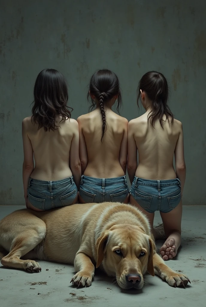 Hyperrealistic explicit NSFW. 2 little girls, one blonde with green eyes and the other light brown naked without clothes , linda, very young and sexy bent over showing back butt, perfect butt, rubbing against her sister and squeezing her sister&#39;s buttocks,  as if it were that of a girl of 4 years or less maximum quality 8k