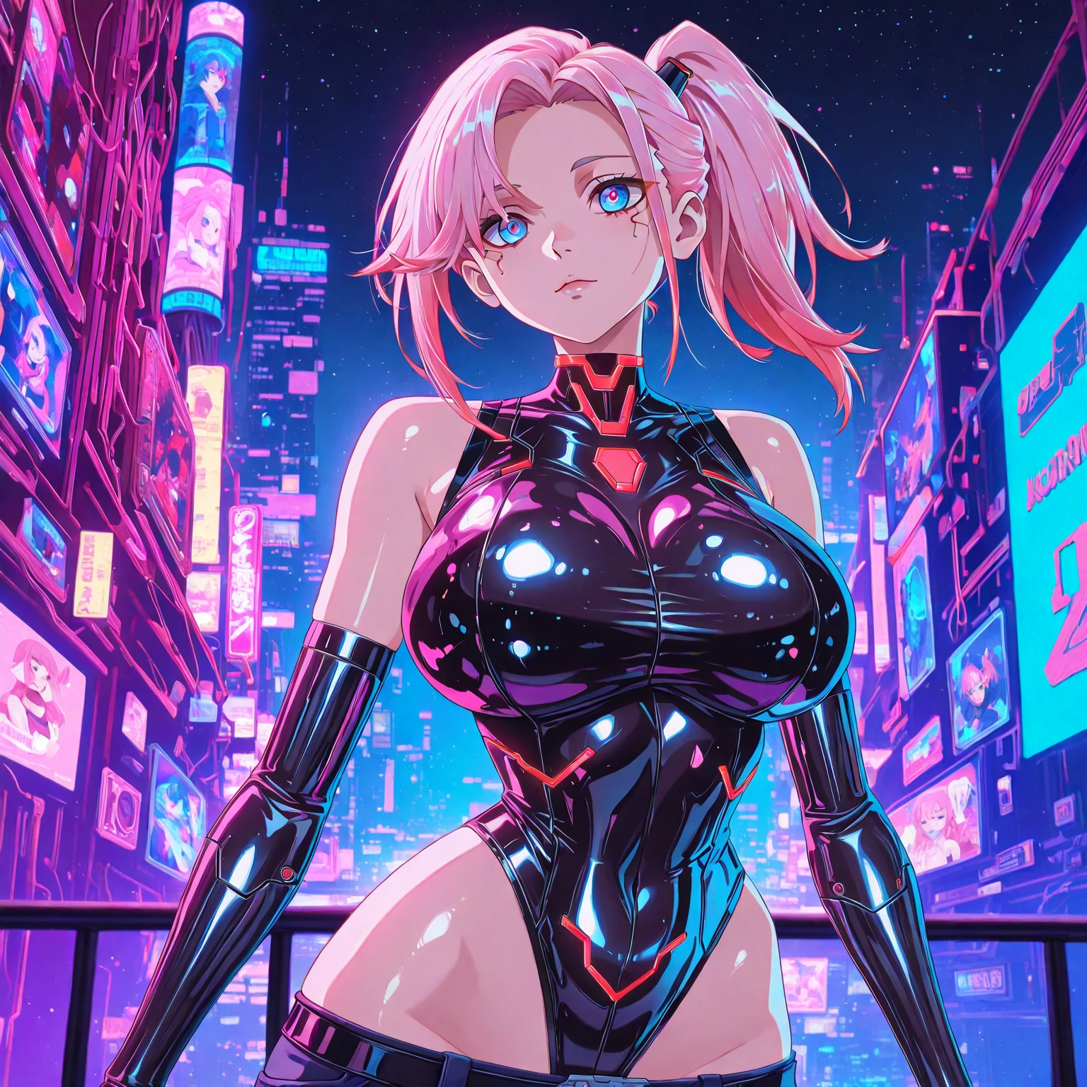 Anime Kawaii sexy Perfect Slim sensual body large breast and huge thighs, An intricate and highly detailed illustration of anime (Young girl). a beautiful young girl with short light colored hair, heterochromia eyes, in a futuristic night city, intricate cyberpunk cityscape, neon lights, dramatic lighting, cinematic composition, highly detailed, photorealistic, 8k, best quality, masterpiece Cinematic, Beautiful woman wearing jellyfish is listening to the image of underwater pink backlight all over her head, Bar lighting through floating hair seaweed, 8k, com rosto detalhado, detailed hair, O estilo de Van Gogh é Vibrante, detailed hair, detailedeyes, neon lig, glass style, A masterpiece of oil paints, Rainbow henna tattoo, steampunc, Neon glowing jellyfish, com rosto detalhado, detailed hair, Vibrant, 8k, magical, Surrealism, Pink neon light green and purple water, from low