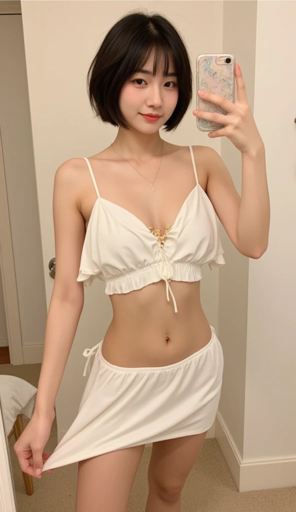 ((whole body)), ((Shot from random angles)), ((Sitting)), (yushuxin,1 Girl,Solitary), Clear face, Pretty Face, 8K, masterpiece, original photo, best quality, detail:1.2,lifelike, detail, Very detailed, CG, Unite, wallpaper, Depth of Field, Movie Lighting, lens flare, Ray Tracing, (Extremely beautiful face, Beautiful lips, beautiful eyes), complex, detail的脸, ((ultra detailed skin)), 1 girl, in the darkness, Deep Shadows, Beautiful Korean girl, Korean Idol,(Very slim figure:1.3), Full breasts, Large Breasts, Slender sexy legs, Very beautiful legs, Elegant Posture, (A bright smile), (City night, (Neon), (night), Beautiful Korean girl, White Diamond Earrings, Bracelet diameter, Deya Necklace, Clear eyes, (big eyes)