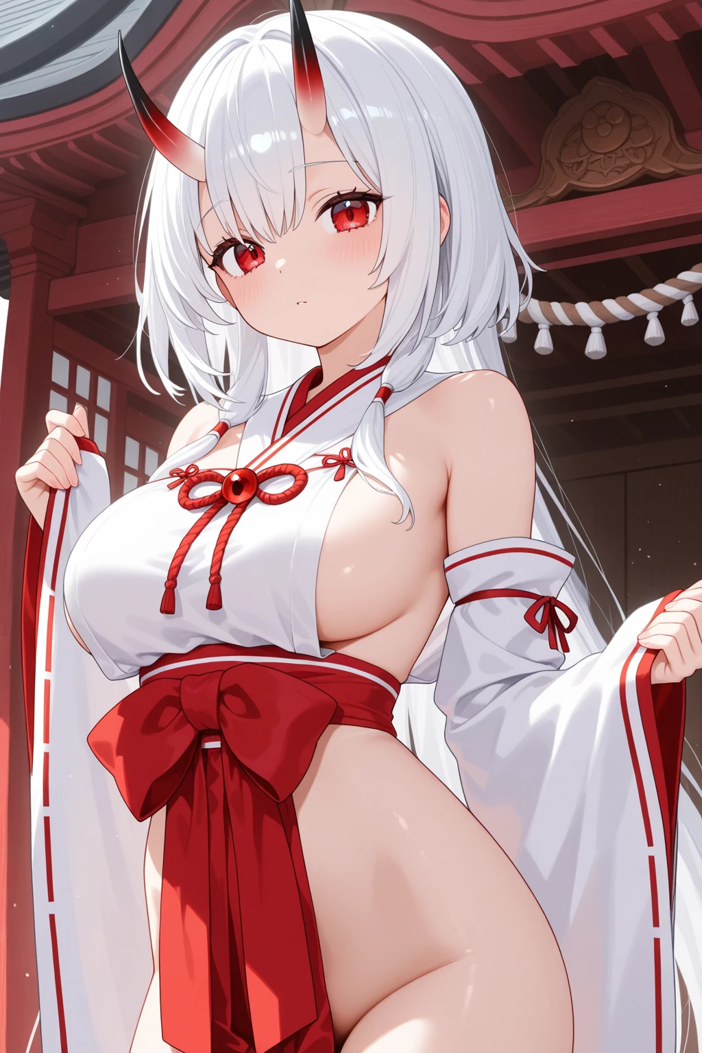 A beautiful woman, ((martial art))), masterpiece, top quality, detailed, (anime), beautiful hands, far away, 4k, best quality, 1girl,, (opened kimono), no bra, no panty, exposed , naked, horny, very horny, honry face, (sweaty) , very detailed eyes, pressing her nipples, fingering herself, (semen on the legs), (exposed belly)