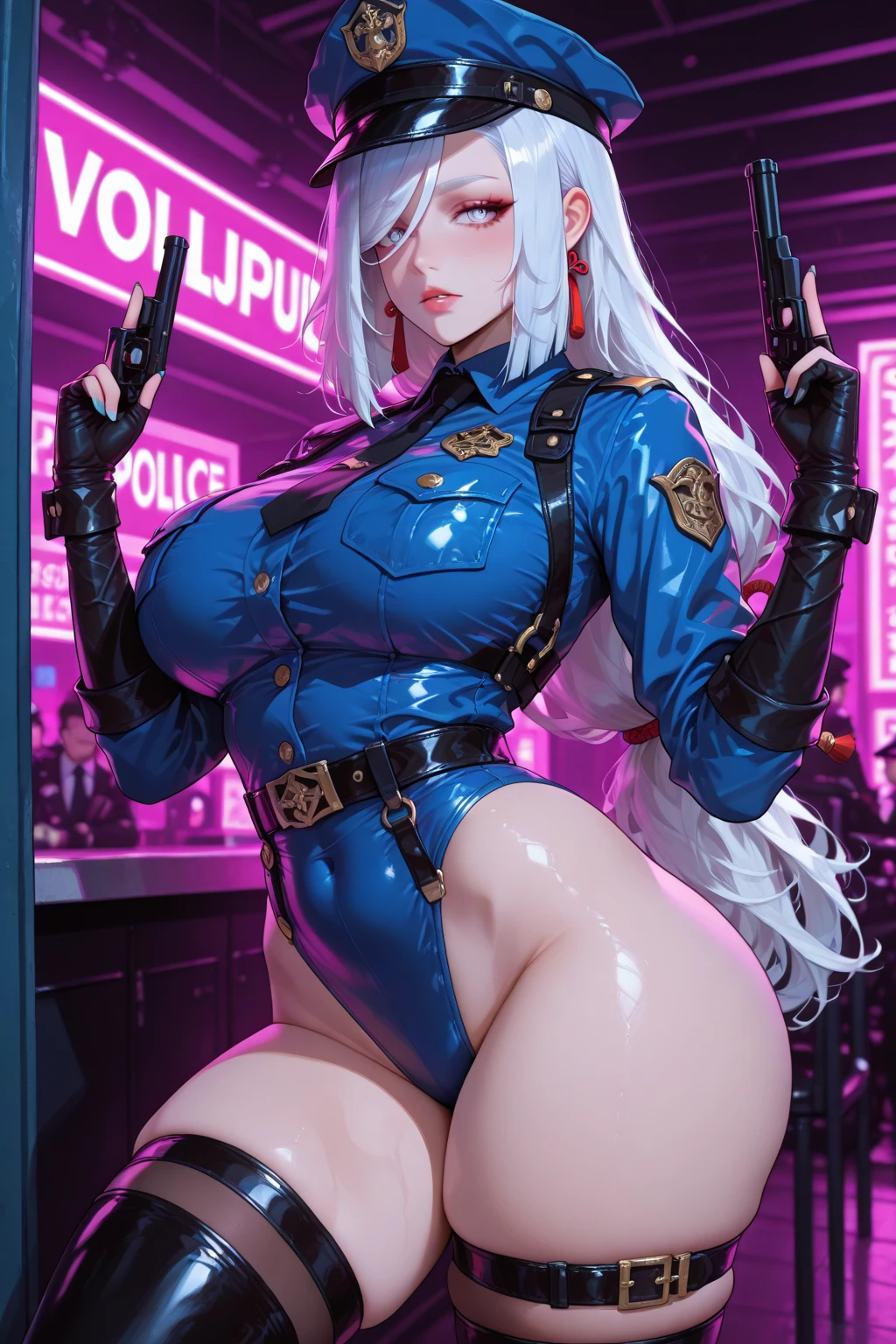 Laquadia, blue lips,big breasts,jewelry,Bukkake,gray hair、nipple、sexy face、High resolution、high quality、Creampie、Squirting、risque swimsuit、long gloves、blue swimsuit、青いlong gloves