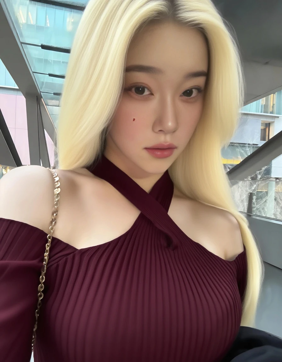 A woman in her fifties with grey hair and a white wig is posing for a photo, Korean Girls, of long white hair, Her hair is white, White long hair, beautiful south Korean women, sakimichan, Korean women, Perfect white hair girl, Eva Max, 8k)), 18-year-old, Profile photo, # oc, #oc