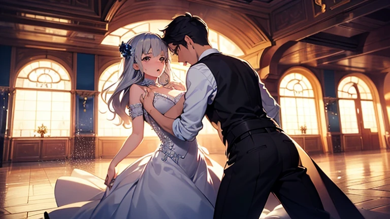 Highest quality, Great quality, 16K, Unbelievably absurd, Very detailed, 2.5D, delicate and dynamic, Oscar, audience, Dress, Joy, (one sexy lady, big bouncing busts, fancy party dresses, great joy, Banzai, hug)