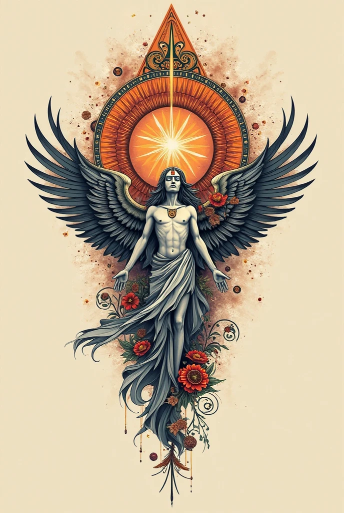 I have a band on my arm and a cross shoulder piece. I would like to incorporate both into one flowing design that reflects my life and interests.

I would like it to reflect travel, family, spirituality and angel wings.
Only from above my arm band and across the shoulders. It needs to stay within the lines of wearing a t-shirt without being visable.

Try to incorporate the tattoos in the below image

https://lens.google.com/search?ep=gsbubb&hl=en-PK&re=df&p=AbrfA8pA3TJf0rPAwHCIQIoOIQUY90XDsbD-zHKaV9NfX2Ao2K_6H-eRi2lej8p5ncHCnpdp-GKCdR_tlaovAJt9ppIHIA_l2yBrgGmo1h19wHP8s9BSkXjYSjSUgZ_UItYxisQMGThstKaWAHS8jH_NkQv5ftm_zayGI_cxp3BUF4tVVuuSpB1zoa1p6tv71PHWzwnDoZfH4UM1HdViZb_0#lns=W251bGwsbnVsbCxudWxsLG51bGwsbnVsbCxudWxsLG51bGwsIkVrY0tKRGxoTlRFeE5HWTFMV1ZsTlRJdE5HVTNNQzFpTlRNM0xUY3pOREl4Tldaak9HTmtaUklmTkRCeWIxOHlRMjkxYmxsaVdVUnpaM0puWDBNeFVEWTVkR0ZTUTBkU2F3PT0iLG51bGwsbnVsbCxudWxsLDEsbnVsbCxbbnVsbCxudWxsLFszNTU5OSwzOTAxNyw1MDYwNyw2NDQwMV1dLG51bGwsWyIxMTY4NmU2OC1lMmIwLTRhZTUtOTFmOS1lOTdkNjZlOWUxZmMiXV0=