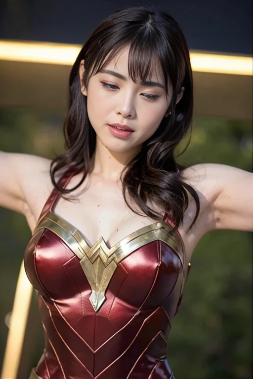 (Best Quality)), ((masutepiece)), ((Realistic)), (Detailed), Crisp eyelid wrinkles、((Wearing sexy pantyhose))、Detailed face, ((Wonder woman))、((Japan people in Wonder Woman costumes々々々々々々))、 Detailed body, wearing tube dress wonder woman(((Huge breasts)))、zydG, 1girl in, More skin, toView, Brown-eyed, (Shorthair with bangs:1.2), (Photorealsitic:1.4), (Top image quality:1.0), (超A high resolution:1.0), 8K, Raw photography, (​masterpiece:0.2), (pureerosface_v1:0.5),Satin fabric、shiny、Slick、Pubic hair shows through、cleavage of the breast、big eye、large full breasts、((full body Esbian))、radiant lips、Glossy lips、Pulp lips、Dynamic lighting、Glossy skin、glistning skin、sweats streamed skin、glistning skin、Glossy skin、wetted skin