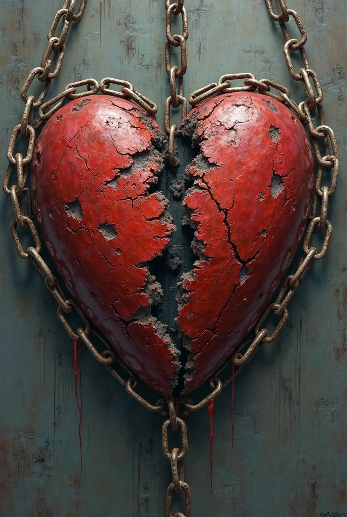 Heart wrapped in heavy chains but the chain is broken