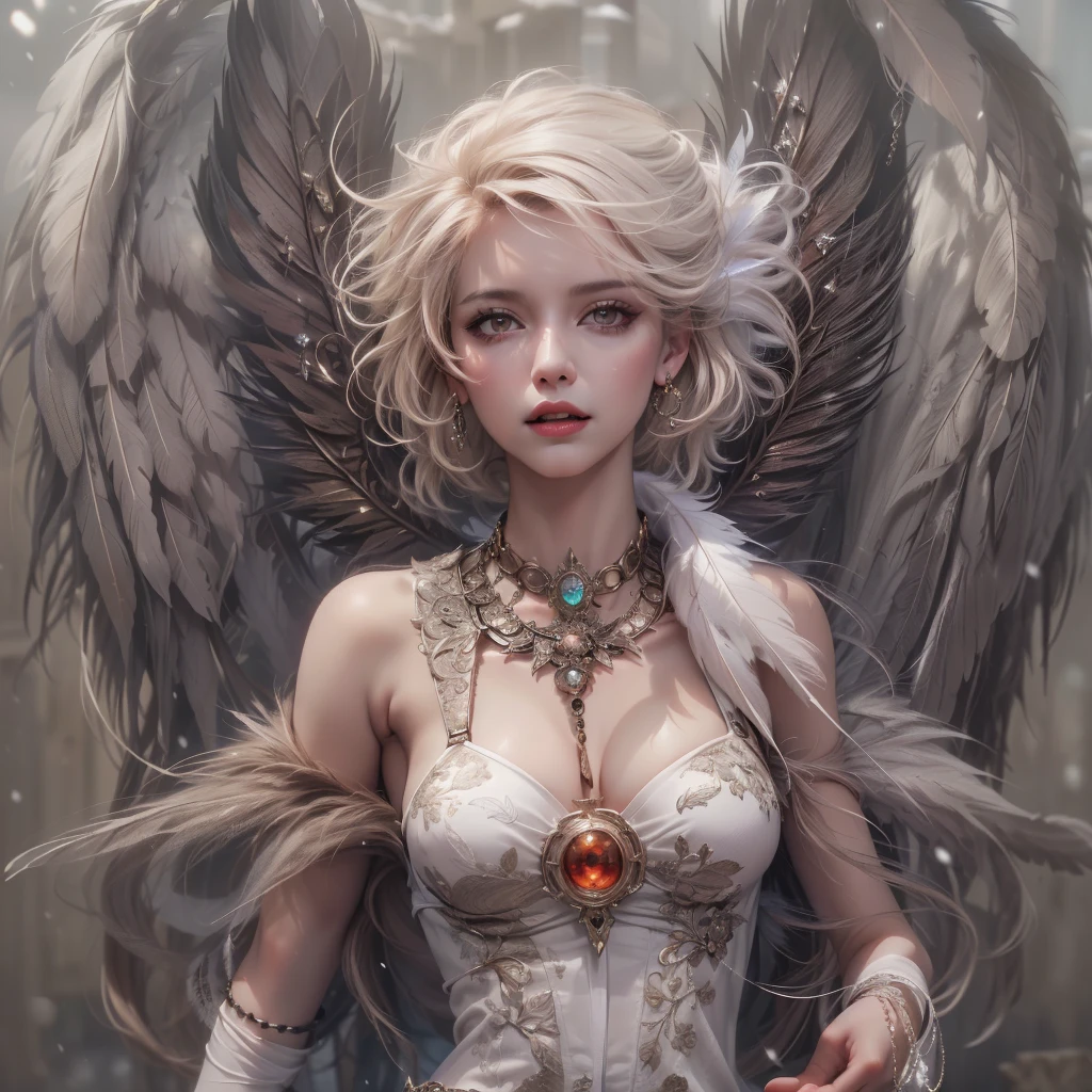 Aidra Fox, angel sexy clothes , character portrait, 4 9 9 0 s, short hair, intricate, elegant, highly detailed, digital painting, artstation, concept art, smooth, sharp focus, illustration, art by wlop, charlie bowater and alexandra fomina